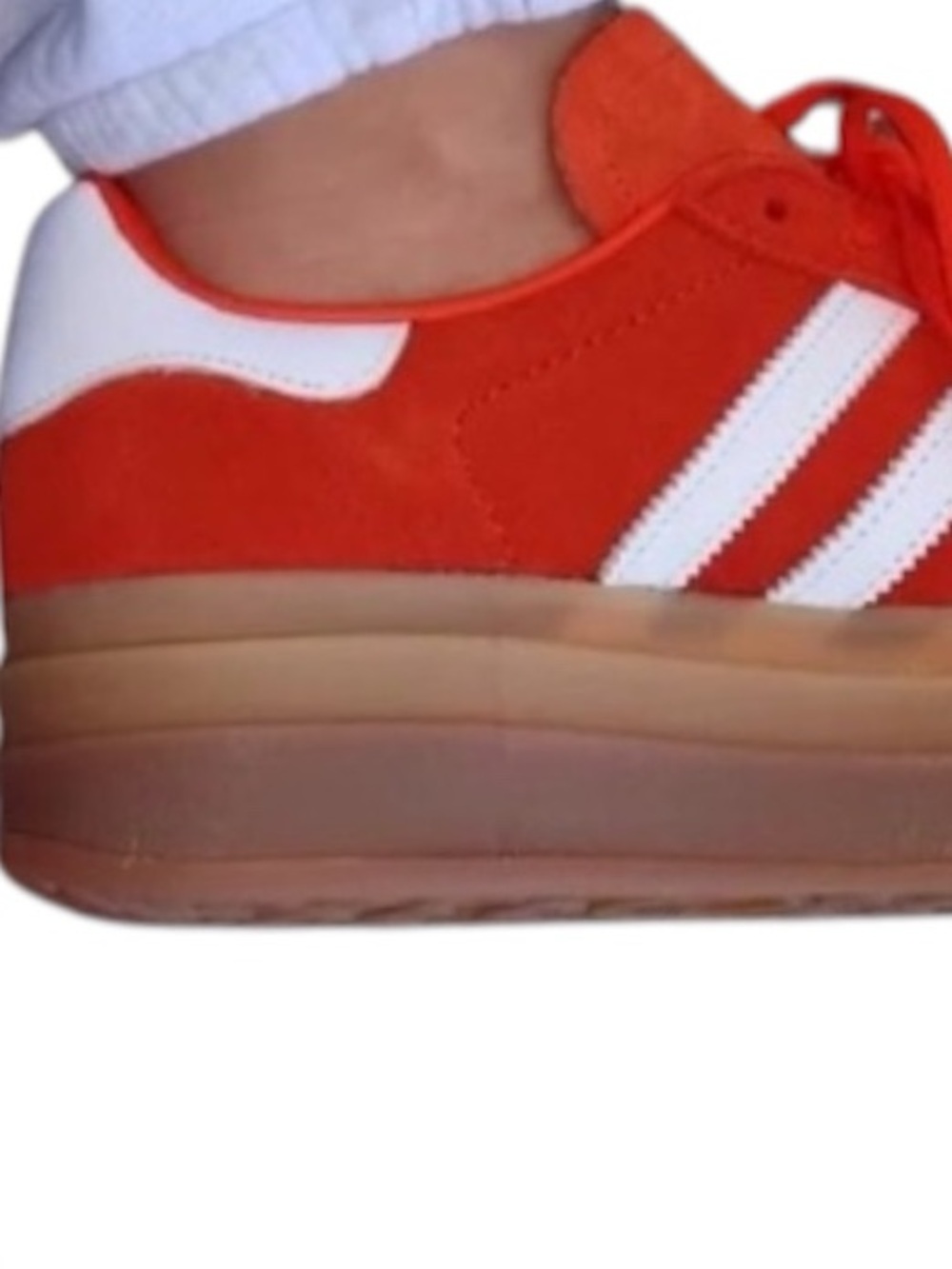 adidas Gazelle Bold Red Orange Suede Sneakers with White Stripes - Picture 12 of 12
